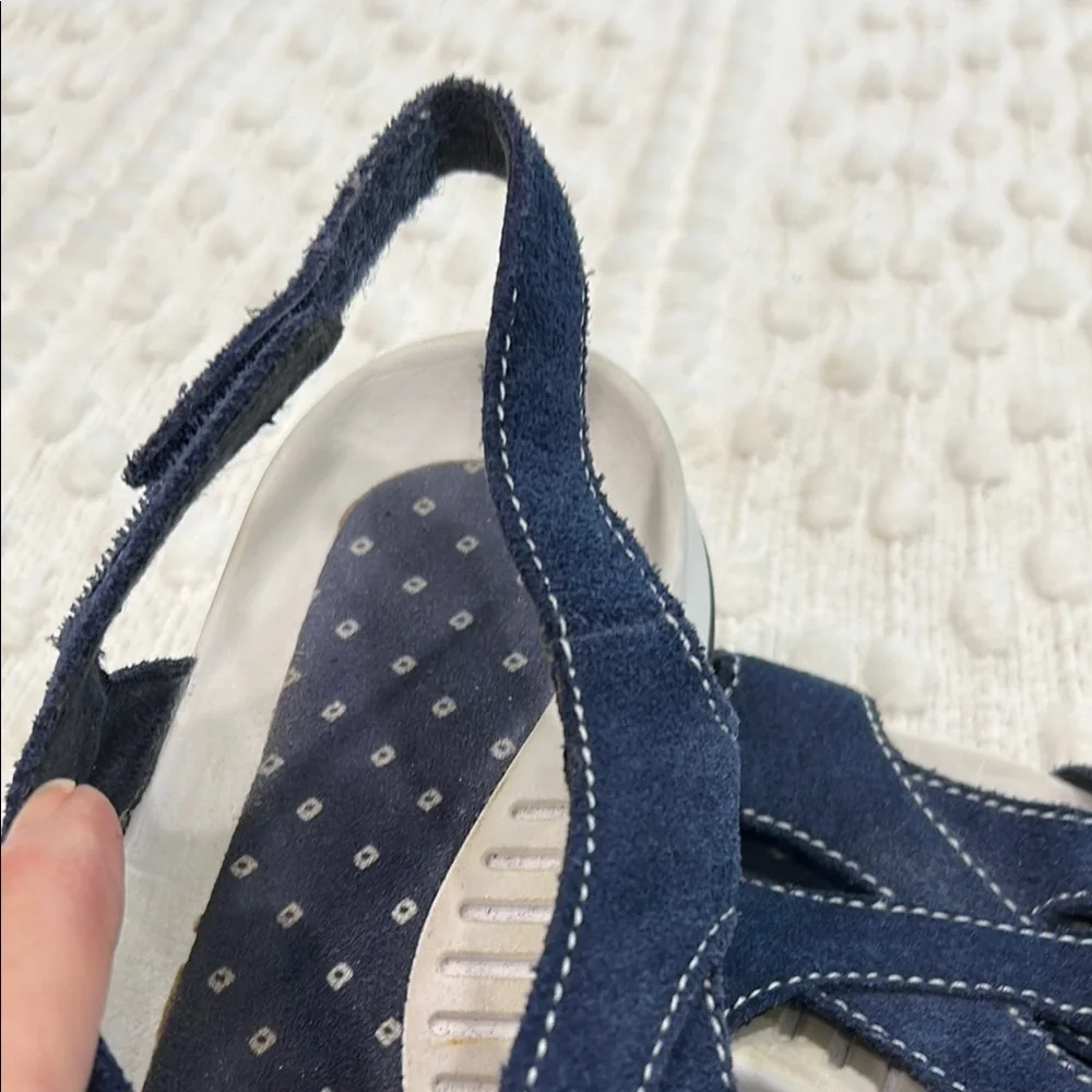 Lands' End Blue Leather Sandals with Crisscross Straps